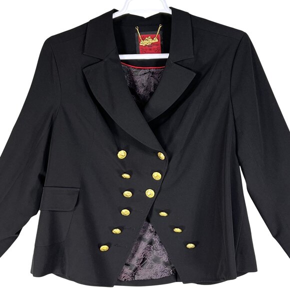 Apple Bottoms Womens 1X Black Asymmetrical Blazer Gold Buttons Business Casual - Picture 5 of 16